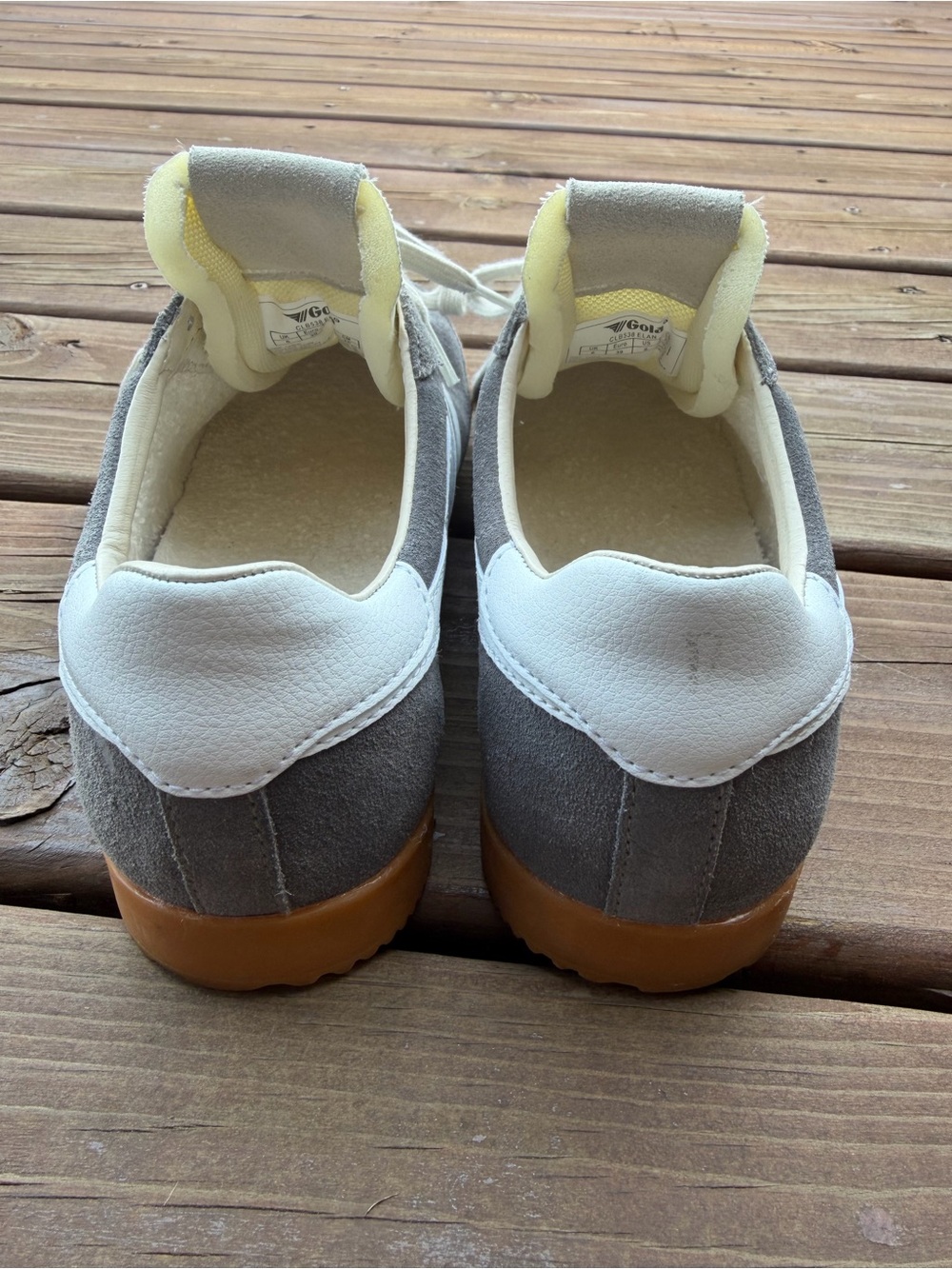 Gola Gray Suede Elan Sneakers with White Stripes and Gum Sole - Picture 4 of 8